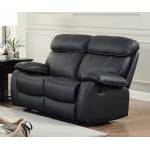 Pendu Double Reclining Love Seat - Top Grain Leather Match - Black
